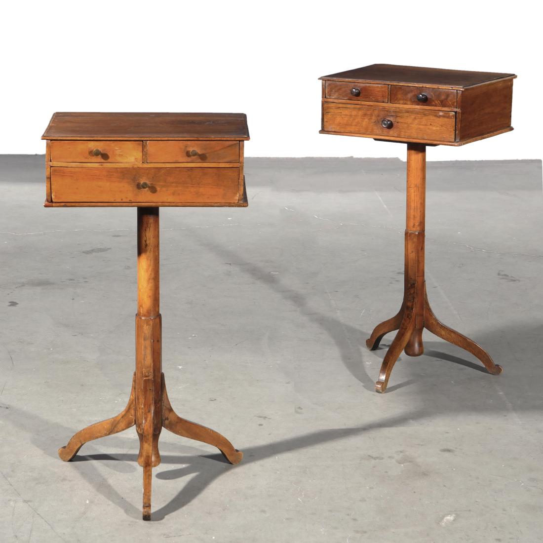 A matched pair of Federal walnut pedestal tables: A matched pair of Federal walnut pedestal tables 19th century and later height 30in (76cm); width 16 1/4in (41cm); depth 11 1/2in (29cm)