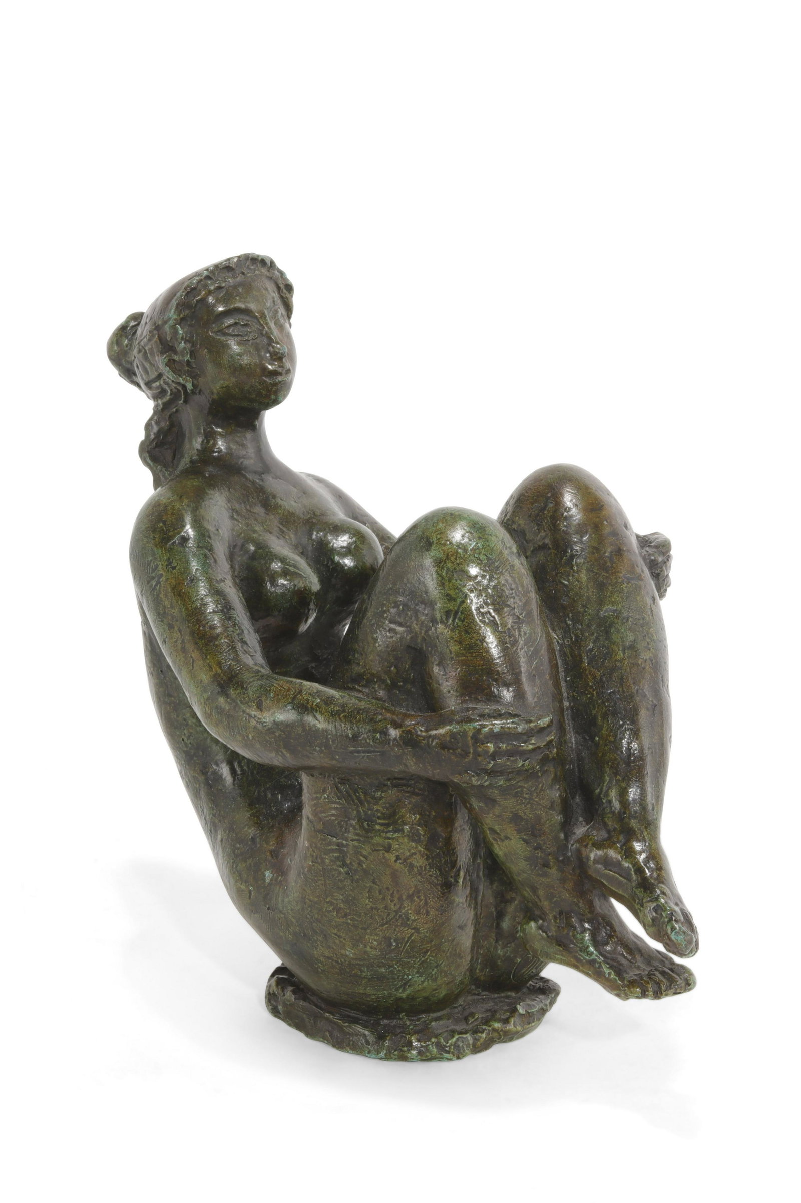 Antonuicci Voltigerio Volti, bronze, Fatima, 1980: Antonuicci Voltigerio Volti (French / Italian, 1915-1989) Fatima, 1980 bronze with green patina signed to hip Volti and numbered 6/6, with Art Foundry / Toronto pastille height 7 3/4in (19.5cm); width