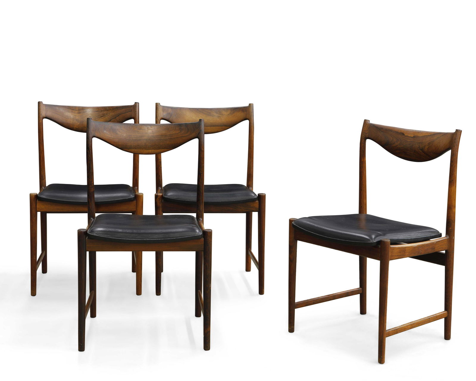 Four Torbjorn Afdal Bruksbo Darby dining chairs: A set of four Torbjorn Afdal for Bruksbo Darby dining chairs Norway circa 1960s With Bruskbo Nesjestranda Mobelfabrikk label to underside. height 31 1/2in (80cm); width 18 3/4in (48cm); depth of seat