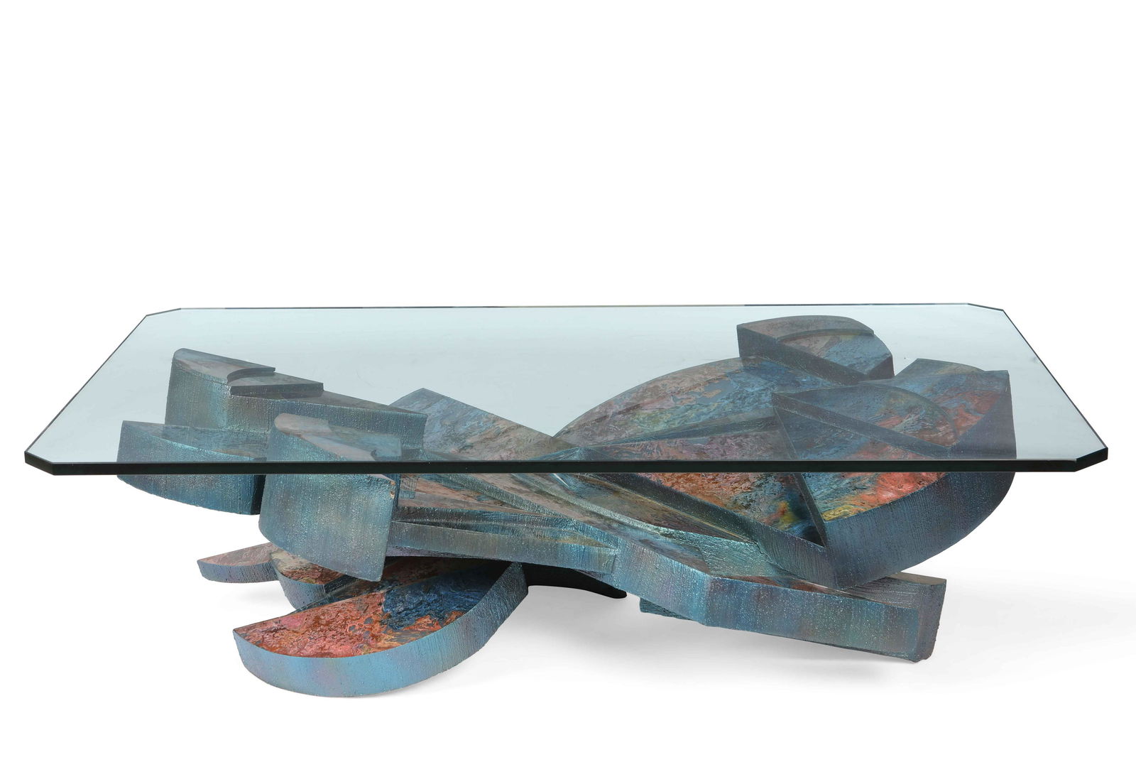 Laddie John Dill, cement glass, coffee table: Laddie John Dill (American, b. 1943) Coffee table cement, glass and pigment height 19 1/4in (49cm); width 60in (152.5cm); depth 36in (91.5cm) Provenance: Property from a Private Collector, Century Cit