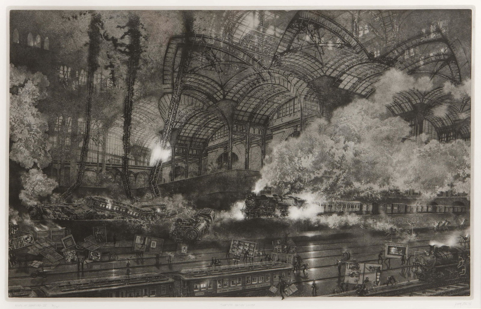 Peter Milton, Points of Departure III: Peter Milton (American, b. 1930) Points of Departure III, from Twentieth Century Limited, 1998 etching and engraving on wove paper signed in pencil, titled, dated and numbered 96/175 image 38 x 24 1/2