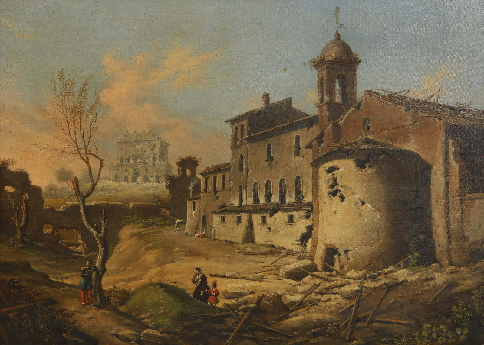 Continental School, oil, Church ruins: Continental School (19th/20th century) Church ruins oil on canvas en suite with the following lot 18 x 24in (46 x 64cm)Provenance: Property from the Collection of Dr. Ben Pinsky and Terry ONeill Pinsk