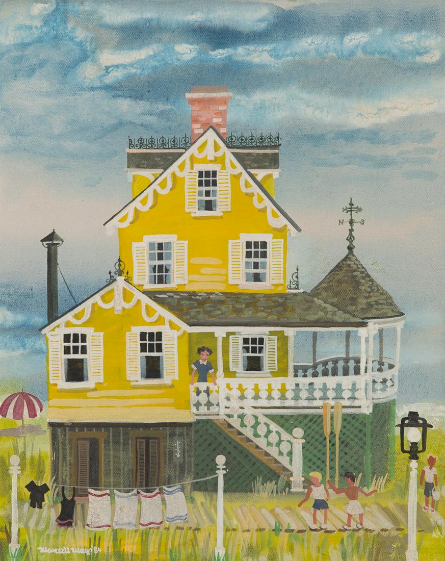 Maxwell Mays, Victorian seaside cottage, oil: Maxwell Mays (American,1918-2009) Victorian seaside cottage, 1984 oil on canvas signed and dated 'Maxwell Mays 84' (lower left) 20 x 15 3/4in (50.8 x 40cm)Provenance: Sale, Christie's, New York, 15 Ja