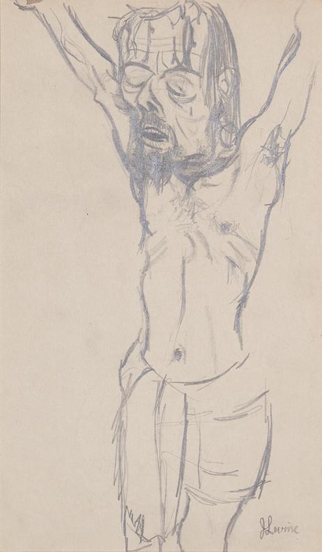 Jack Levine, Christ with crown of thorns: Jack Levine (American, 1915-2010) Christ with crown of thorns pencil on paper signed 'J Levine' (lower right) 9 ¾ x 7in (24.8 x 17.8cm)Provenance: Sale, Christie's, New York, 20-21 December 2006, lot
