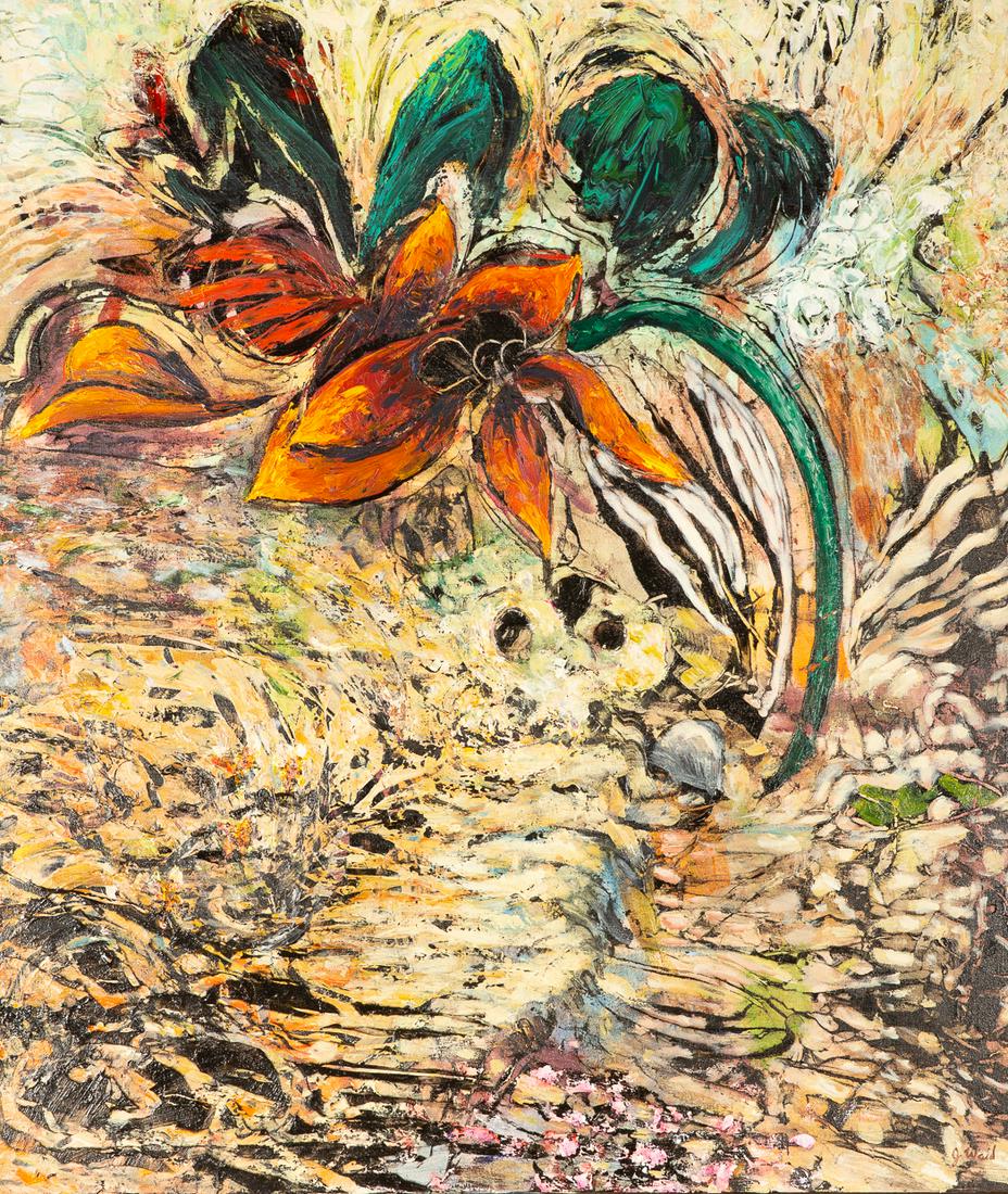 Jim Waid, Sunseeker, acrylic: Jim Waid (American, born 1942) Sunseeker, 1997-98 acrylic on canvas signed 'J. Waid' (lower right) and titled, signed again and dated 'J. Waid / 1997-98' (on the reverse) 52 x 44 1/4in (132.1 x 112.4c