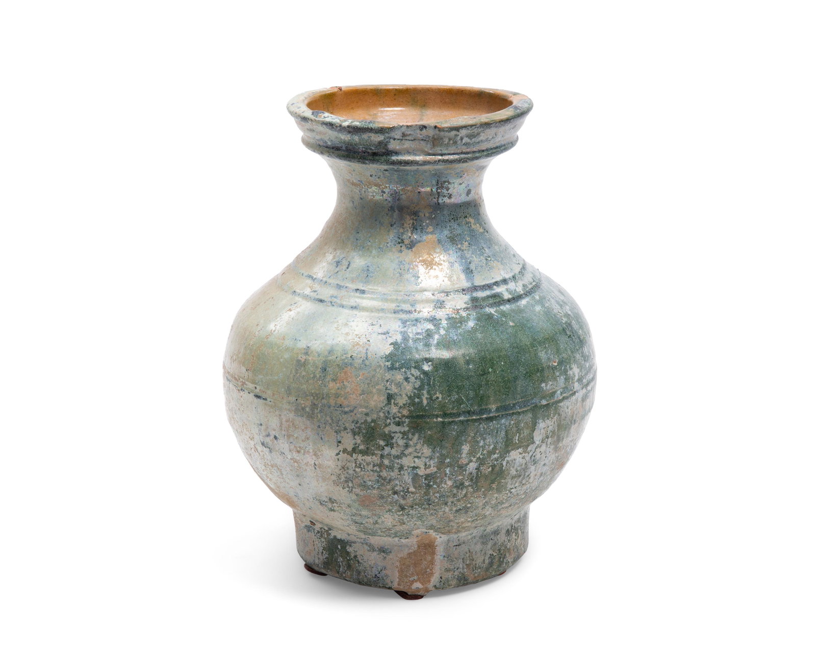 A Chinese green glazed pottery vase Han Dynasty: A Chinese green glazed pottery vase Han Dynasty height 9 1/4in (23.5cm) Provenance: Property from Private Beverly Hills Collection, curated by Hendrix Allardyce.