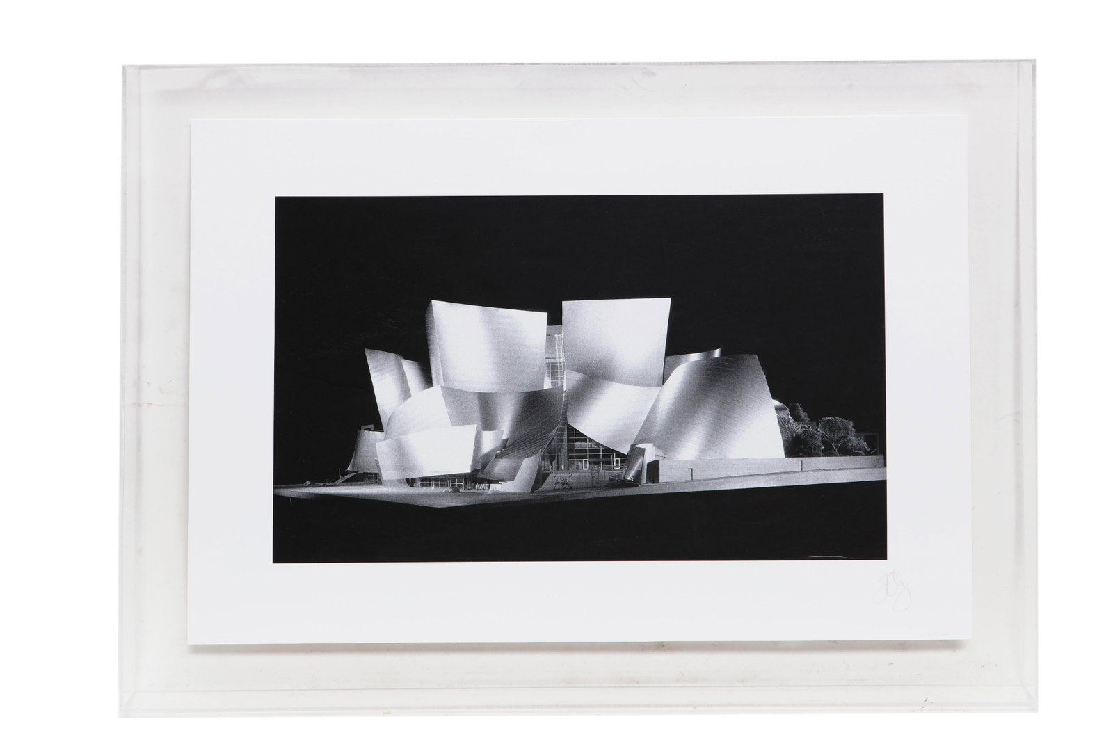 Frank Gehry, photo print, Disney Concert Hall: Frank Gehry (American, born 1929) Walt Disney Concert Hall, circa 2003 photographic print initialed in pencil and numbered 62/100, with the blindstamp of the publisher, Circa Publishing Enterprise, wi