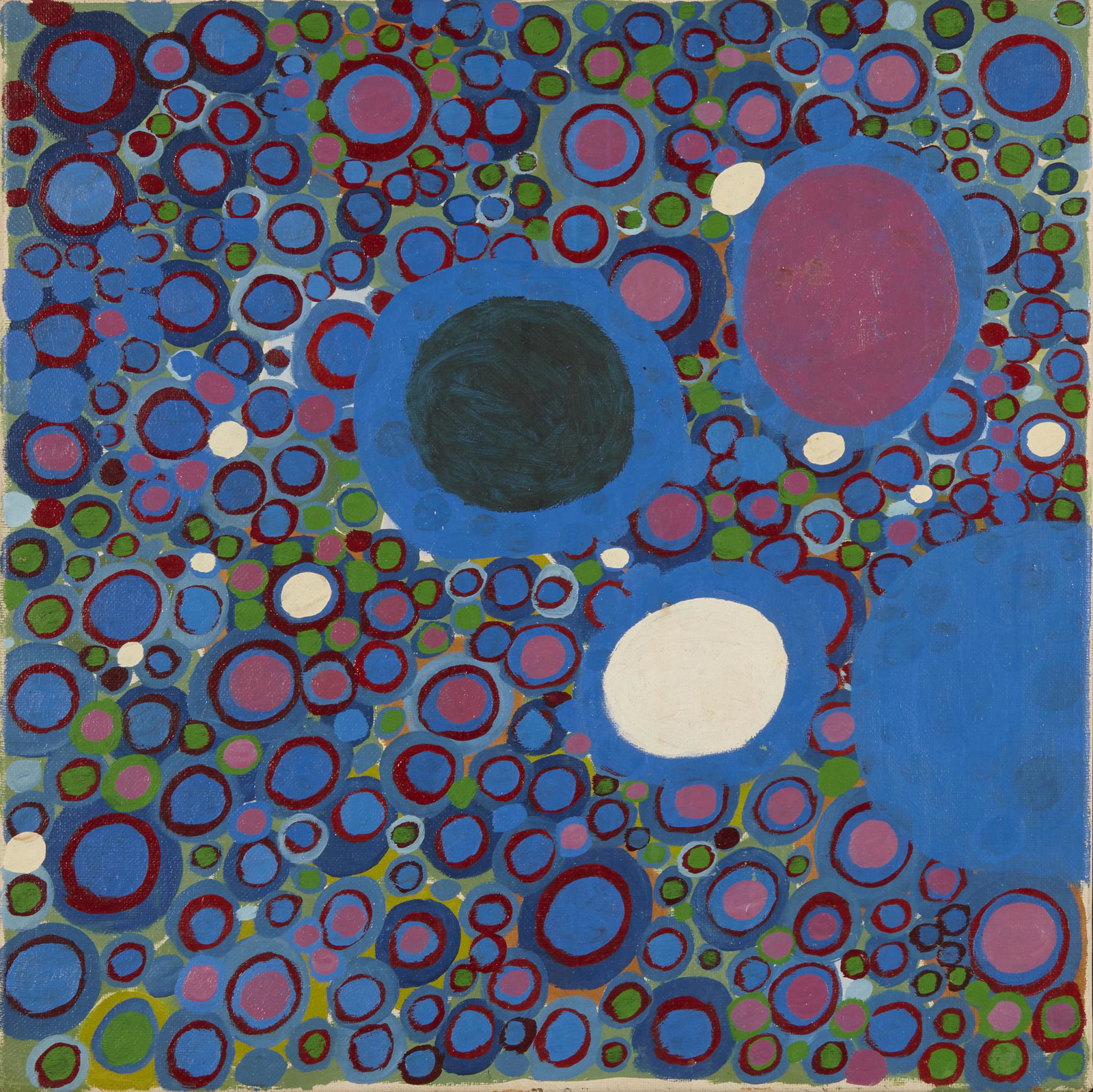 Frank Beanland Rose, Blue, Green: Frank Beanland (British, b. 1936) Rose, Blue, Green oil on canvas titled, signed and dated to reverse, Rose, Blue, Green 30 x 30/Dec 1969 Frostenden/Frank Beanland 30 x 30in (76 x 76cm)