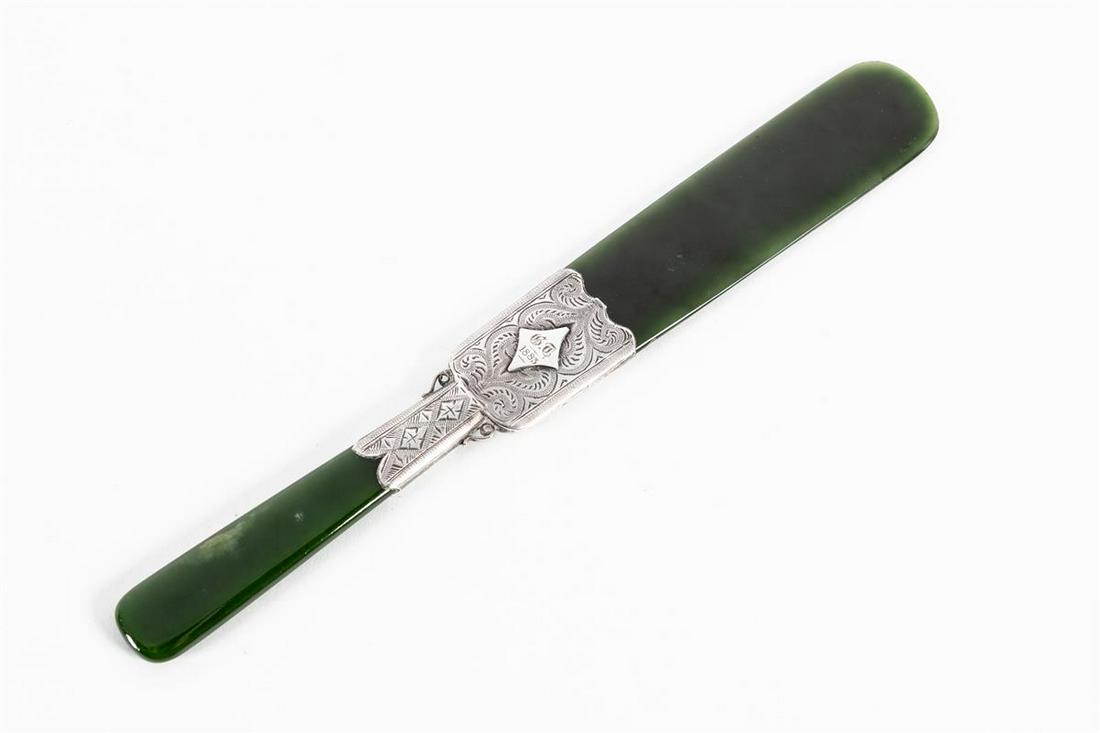 A Continental silver & nephrite paper knife (1 of 4)