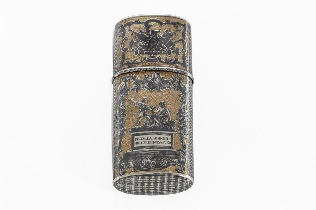 A Russian silver gilt and niello cheroot case (1 of 7)