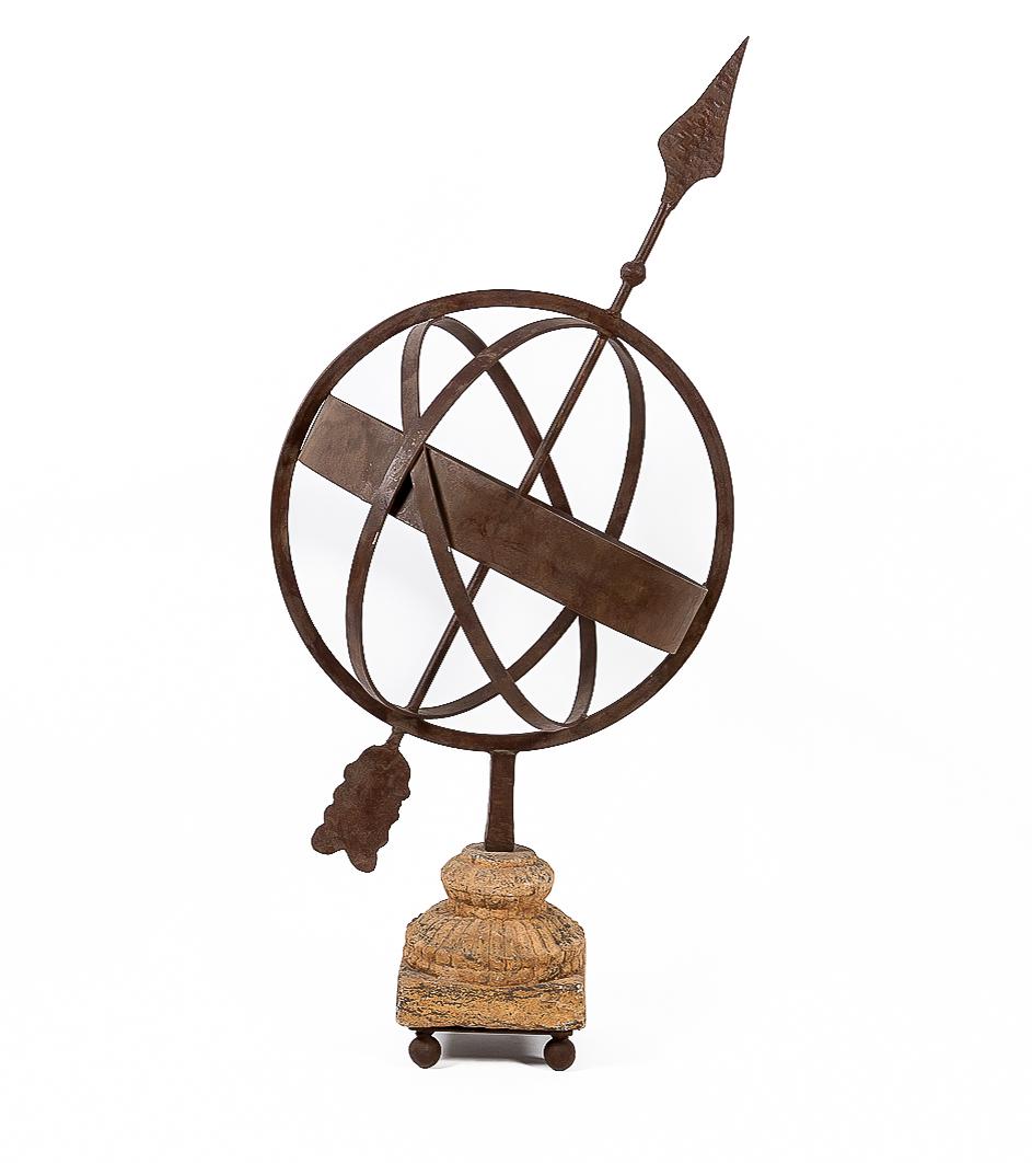 A wrought iron stone armillary sphere, Ebanista (1 of 3)