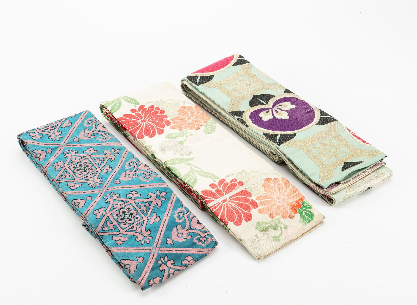 Three Japanese embroidered silk obis (1 of 3)