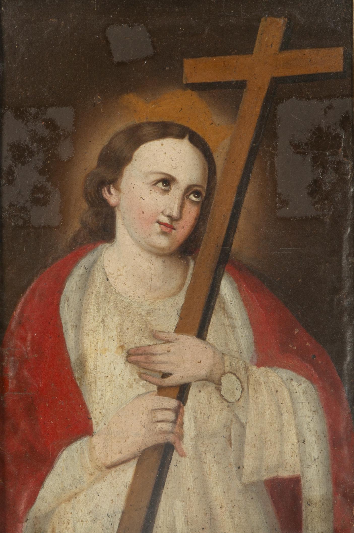 Continental School, Saint with Latin cross: Continental School (18th centruy) Saint with Latin cross oil on canvas 16 1/2 x 11 1/2in (42 x 29) Provenance: Property from the Collection of Fabrizio Mioni, Los Angeles, Califo