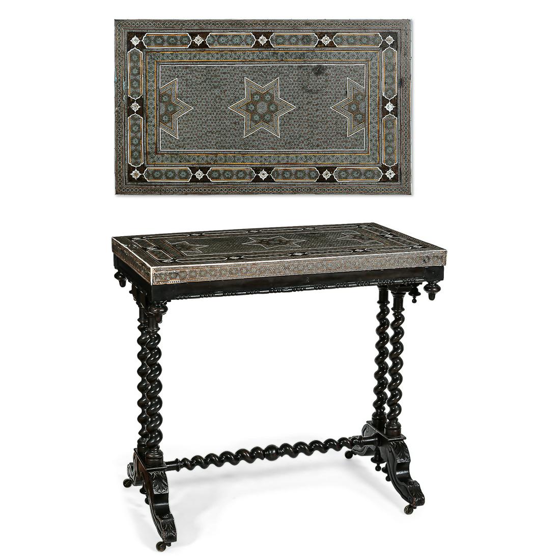 An Indian Colonial sadeliwork occasional table (1 of 3)