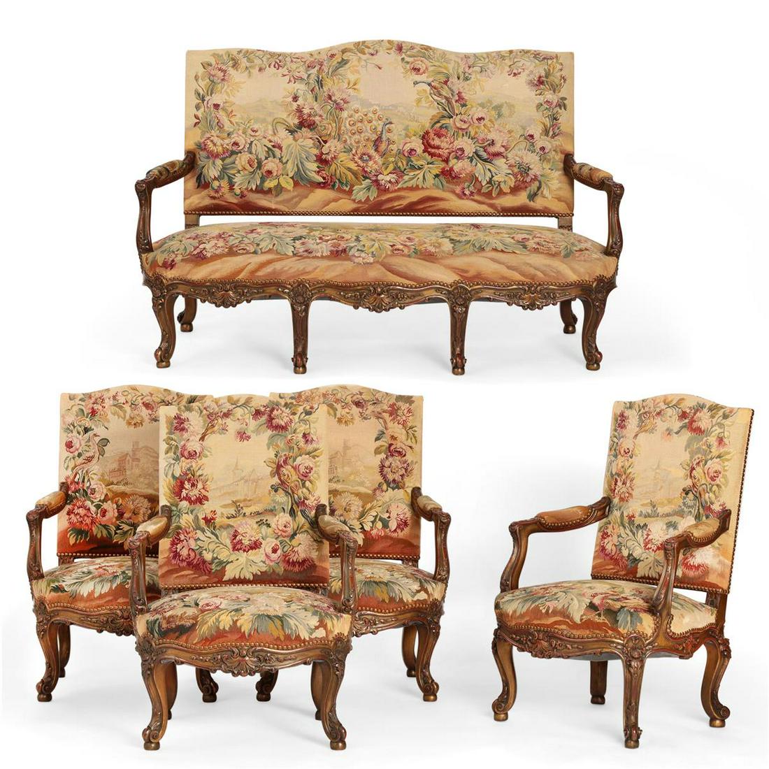 Five piece suite of Louis XV style seat furniture (1 of 4)