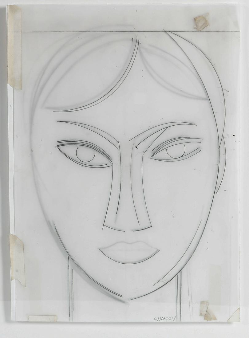 Manolo Valdes, 2003, portrait of a woman, drawing (1 of 4)