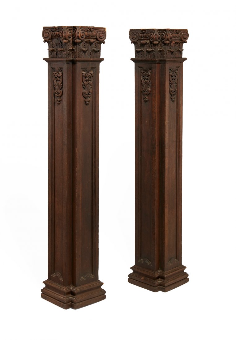 A pair of Continental Neoclassical oak pilasters (1 of 2)