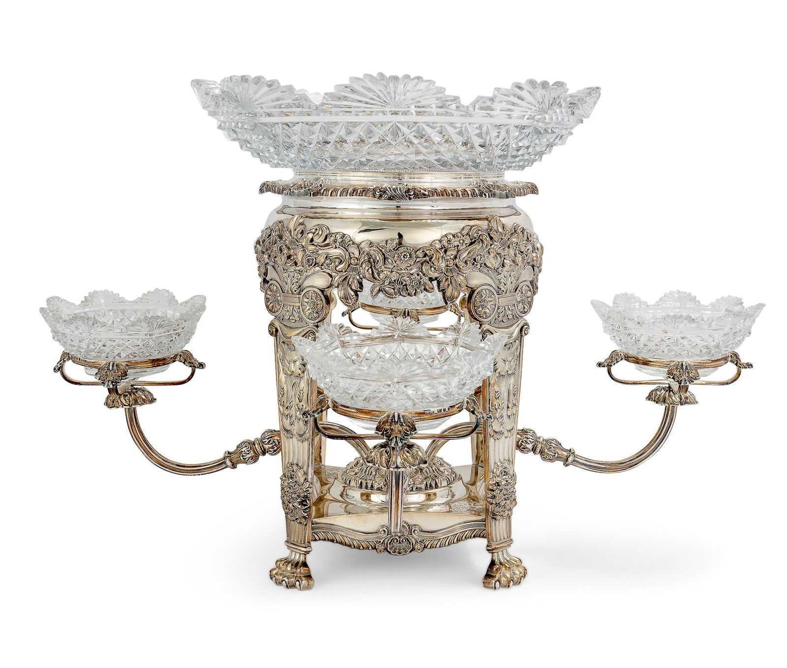 An English silverplate and cut glass epergne (1 of 6)