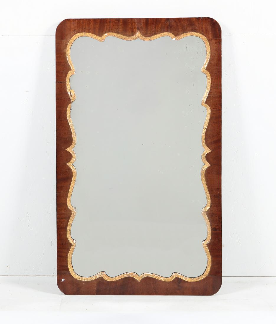 A George II style parcel gilt walnut mirror: A George II style parcel gilt walnut mirror 19th century height 31 1/2in (80cm); width 18 3/4in (48cm) Provenance: Property from a Private Washington D.C. and Connecticut Collector.