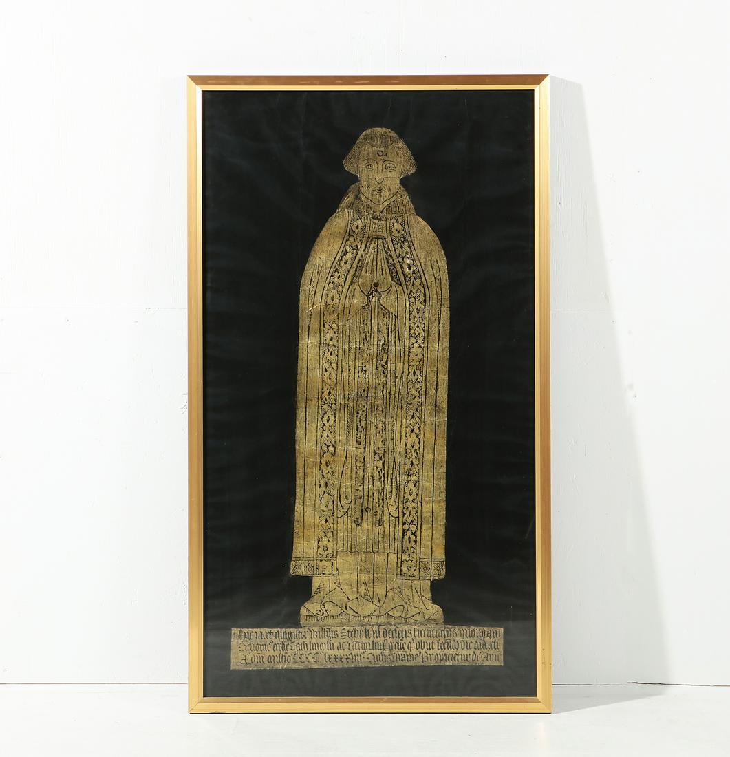 A brass rubbing from a Medieval tomb: A brass rubbing from a Medieval tomb overall 46 1/2 x 26 1/2in (118 x 67cm) Provenance: Property from the Estate of Keith McCoy, Los Angeles, California.