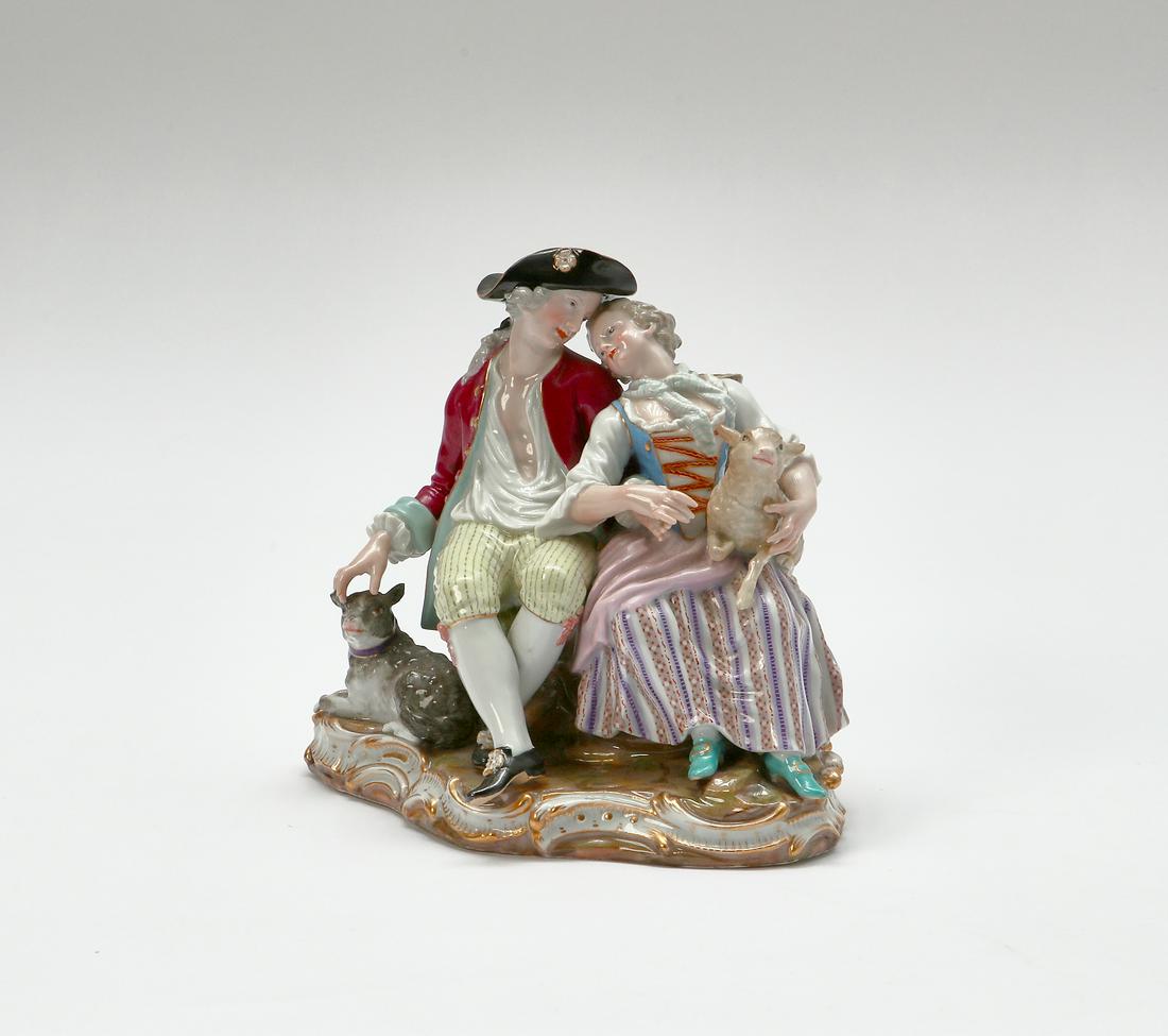 A Meissen porcelain figural group: A Meissen porcelain figural group late 19th century height 7in (18cm); width 7in (18cm); depth 5 3/4in (14.5cm)
