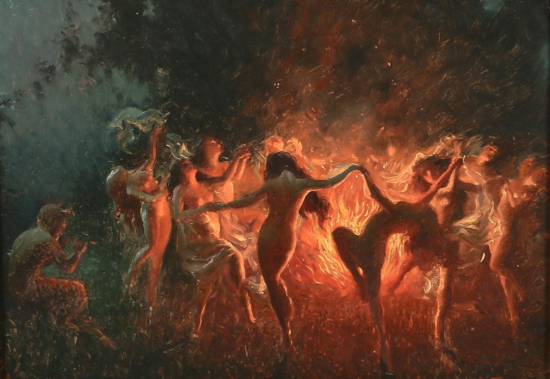 Joseph Tomanek, Fire dance: Joseph Tomanek(American, 1889-1974)Fire danceoil on artists boardsigned lower right Jos Tomanek9 1/2 x 13 1/2in (24 x 34.5cm) Provenance: Property from the Collection of Raymond Enkebol