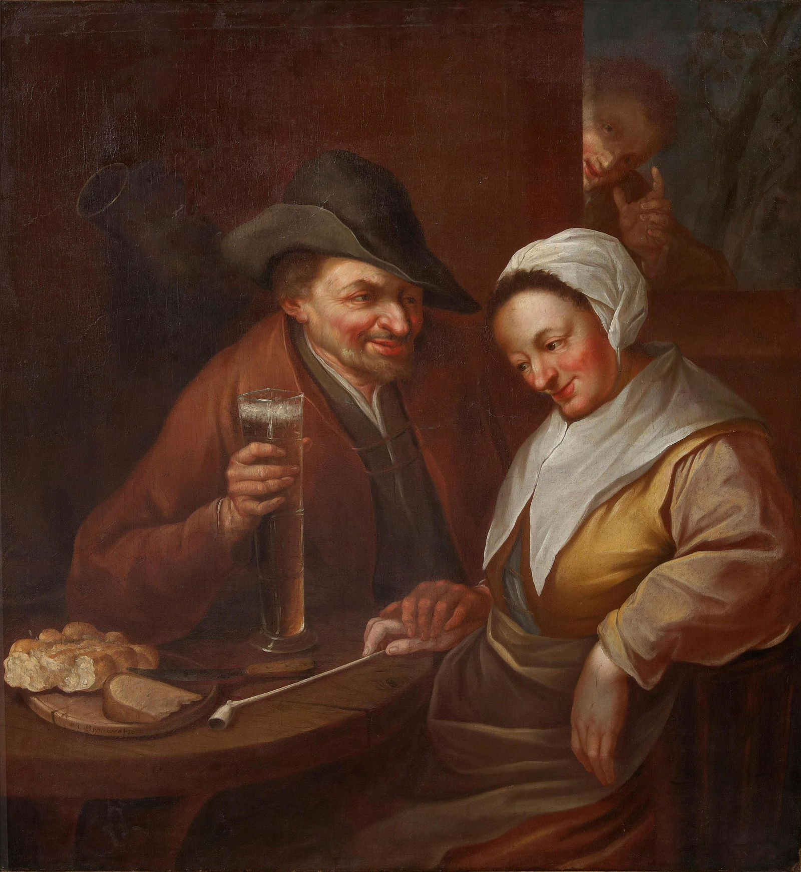 Manner of Jan Steen, Figures in a tavern: Manner of Jan Steen(Dutch, 1626-1679)Figures in a tavernoil on canvas46 x 40in (117 x 102cm) Provenance: Property from the Collection of Raymond Enkeboll.