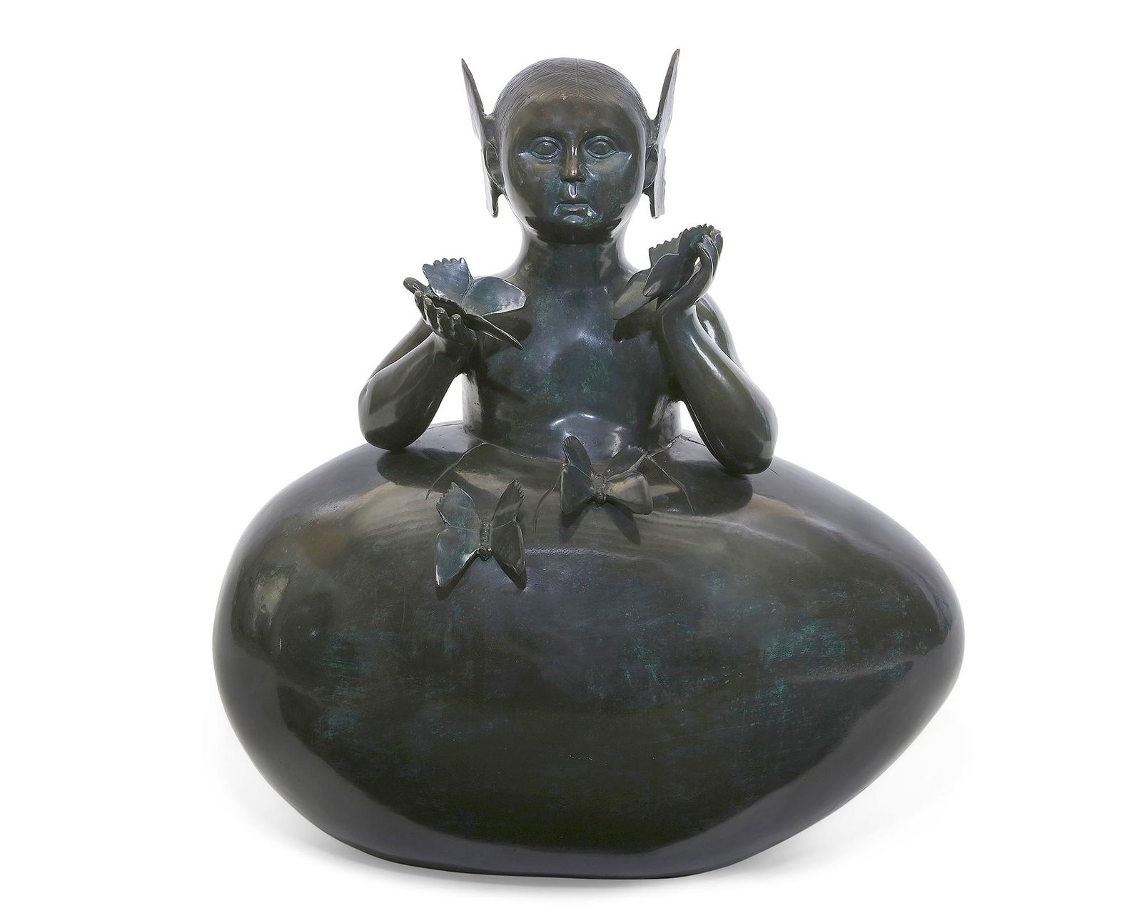 Sergio Bustamante, Girl hatching from egg, bronze (1 of 3)