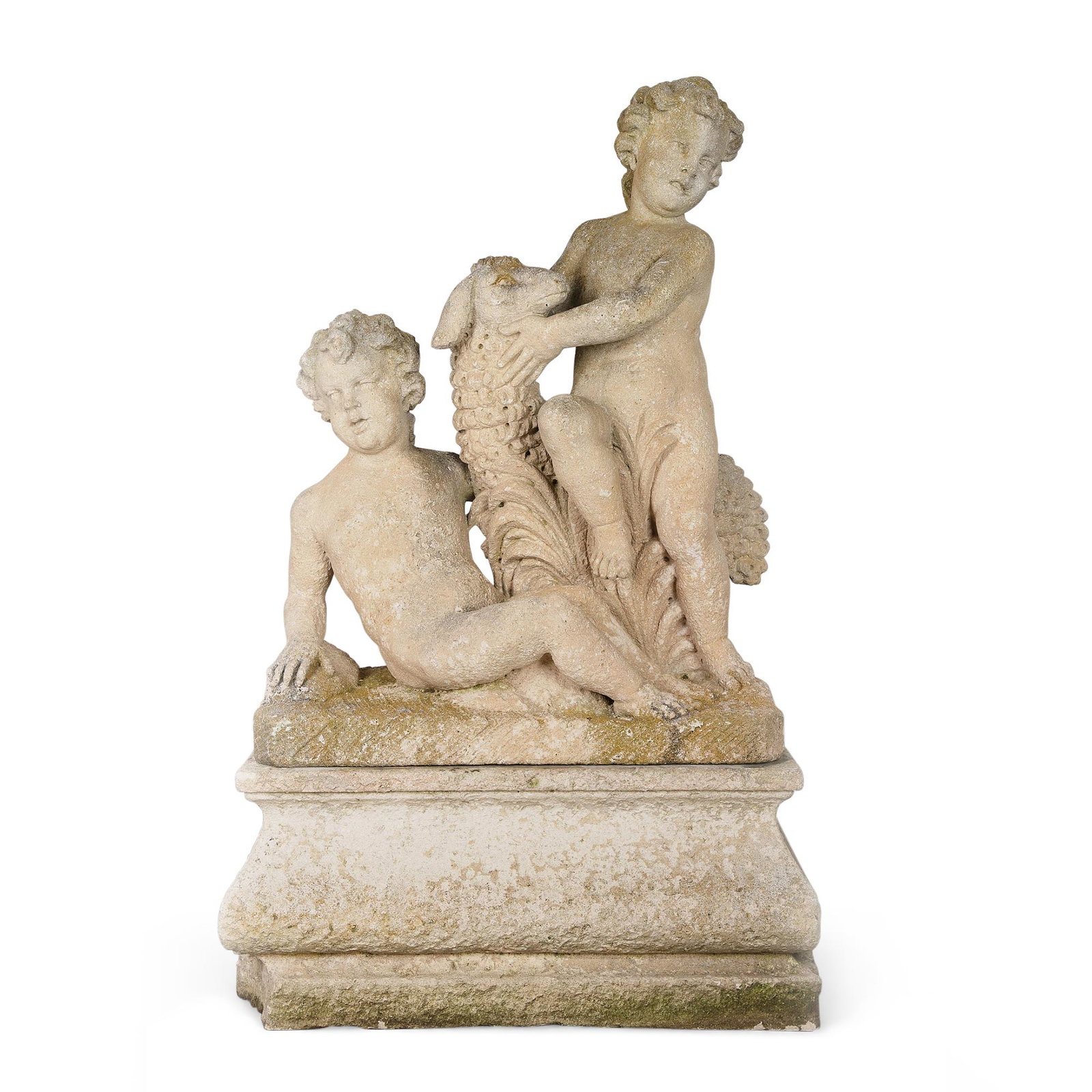 An Italian figural group of two putti and a lamb (1 of 1)