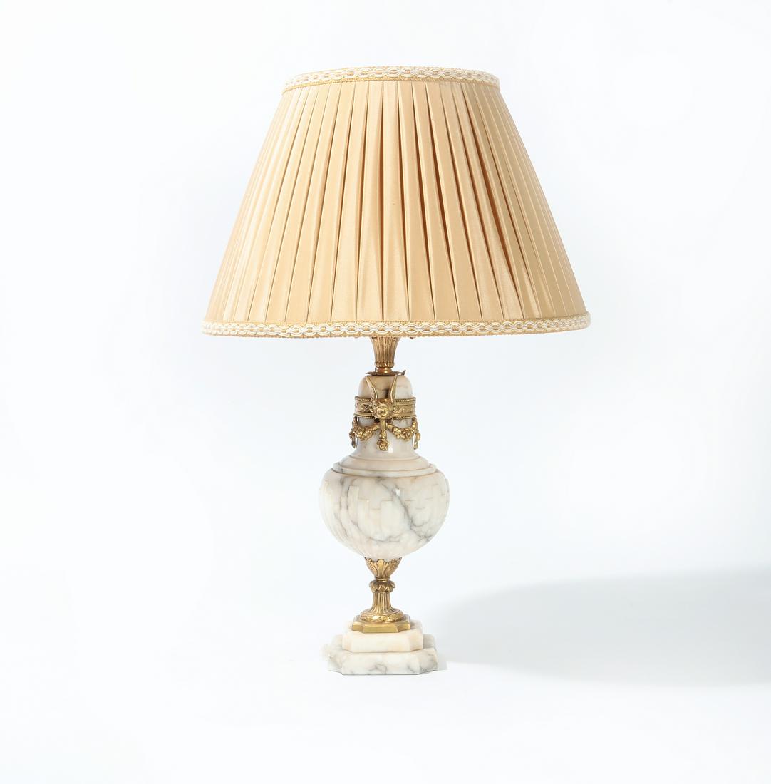 Neoclassical style gilt bronze, marble table lamp (1 of 3)