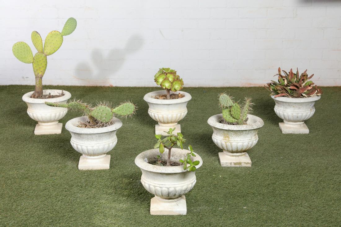 Six Neoclassical style cast stone garden urns (1 of 1)