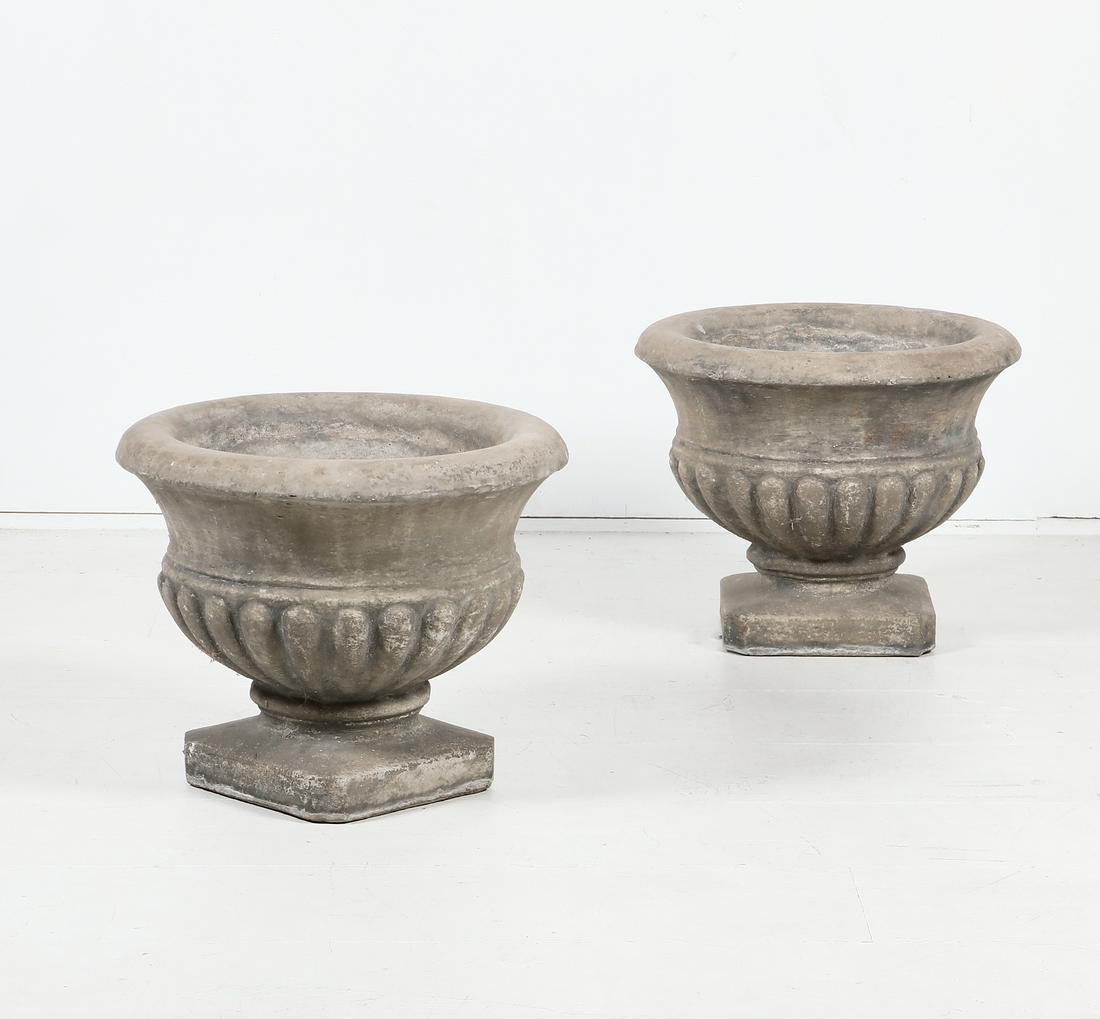 Pair of Neoclassical style tinted cast stone urns (1 of 3)