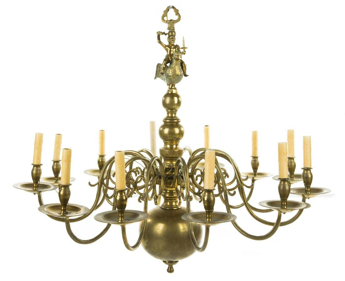Dutch Baroque style brass chandelier 19th c (1 of 1)