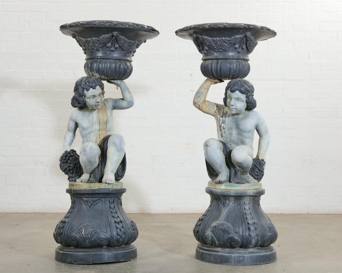 Pair of imposing figural garden urns, post 1950 (1 of 2)