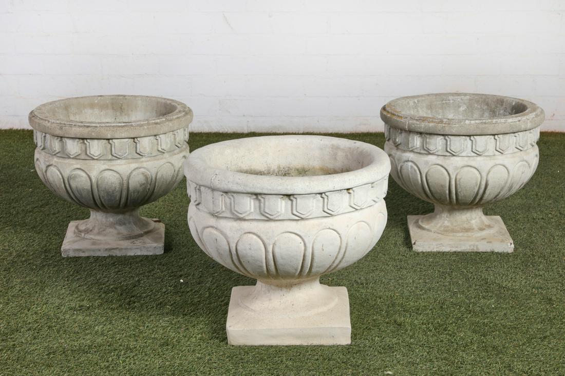 Three Neoclassical style cast stone urns, 20th c (1 of 1)