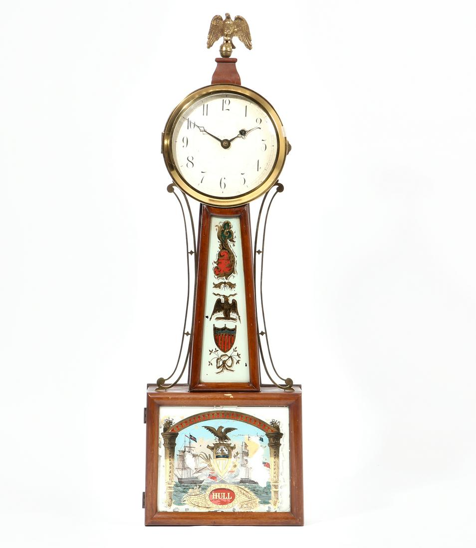 Federal style eglomise banjo clock, 20th Century (1 of 3)