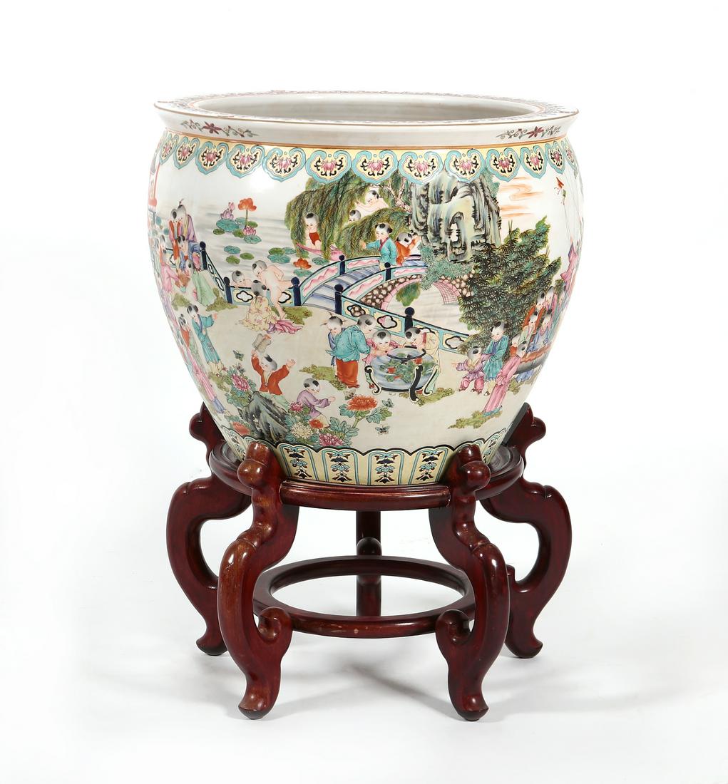 A Chinese glazed porcelain fish tank (1 of 3)