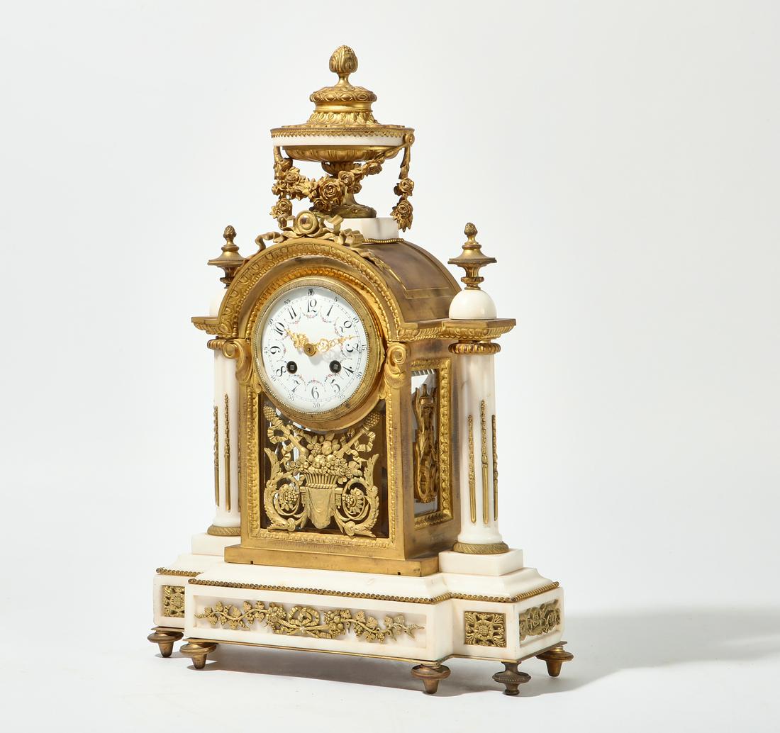 Louis XVI style gilt bronze mounted marble clock (1 of 3)