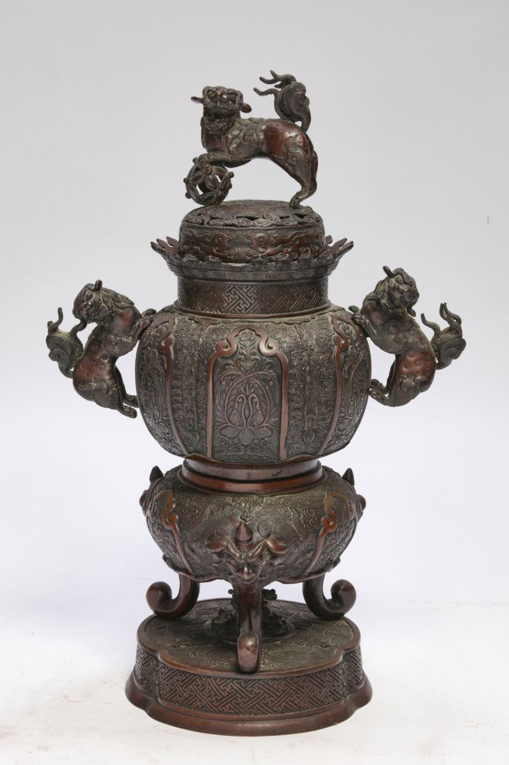 A Japanese patinated bronze censer (1 of 5)