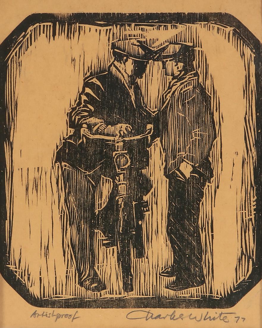 Unknown Artist (20th century) linocut: Unknown Artist(20th century)Untitled artist prooflinocutartist proof, signed Charlie White and dated 77 lower right10 x 7 3/4in (25.5 x 19.5cm)