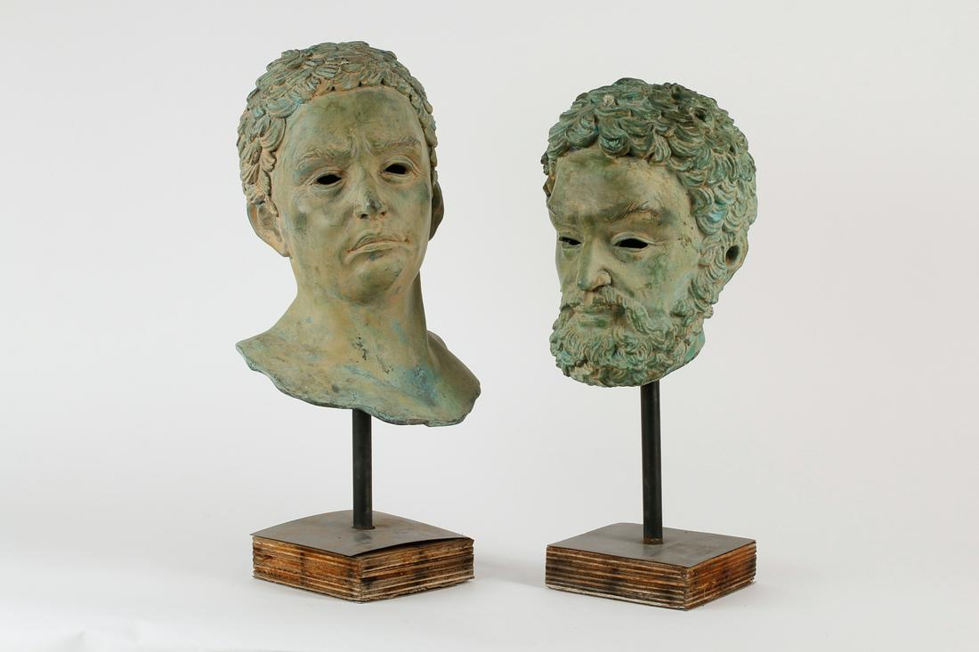 Two verdigris bronze heads (1 of 1)