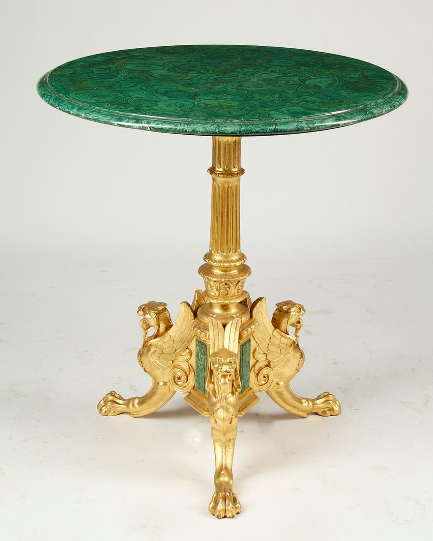A Continental giltwood & faux malachite table (1 of 3)