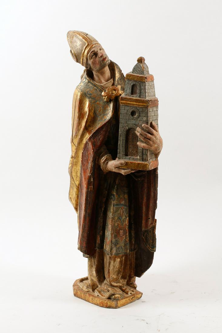 A Continental Baroque figure of a bishop (1 of 4)