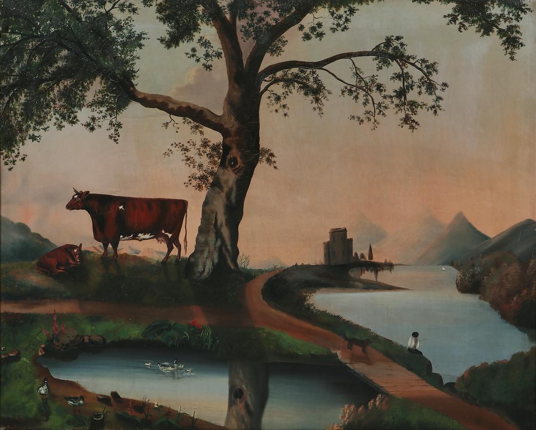 Continental School, Lanscape with cows and ducks (1 of 6)