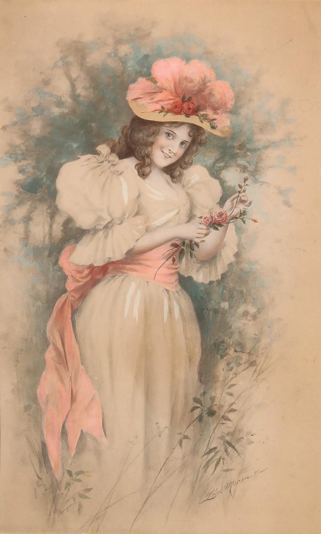 Leon Moran, Portrait, watercolor on paper (1 of 4)