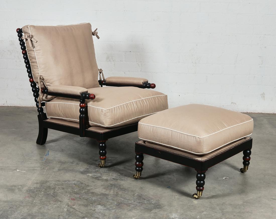 A bobbin turned armchair and footstool (1 of 3)