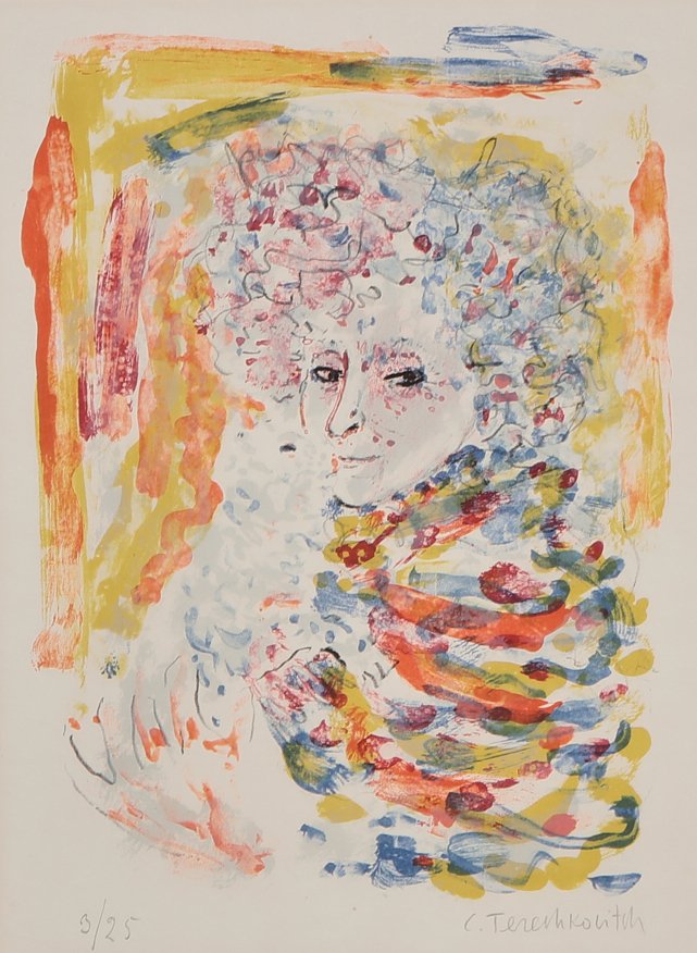 Constantin Terechkovitch, color lithograph: Constantin Terechkovitch (French/Russian, 1902-1978)Colettecolor lithograph on wove papersigned and numbered 3/25 in pencil.12 x 17in (31 x 43cm)