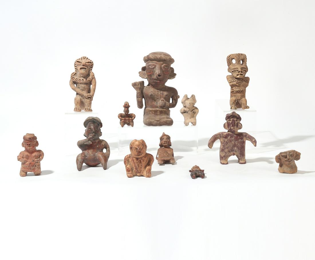 Twelve Mesoamerican pottery figures (1 of 2)