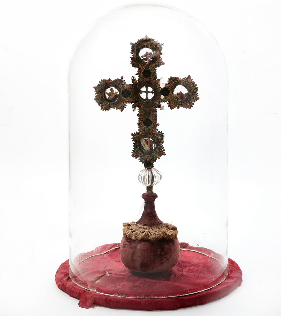 Continental gilt metal reliquary cross (1 of 2)