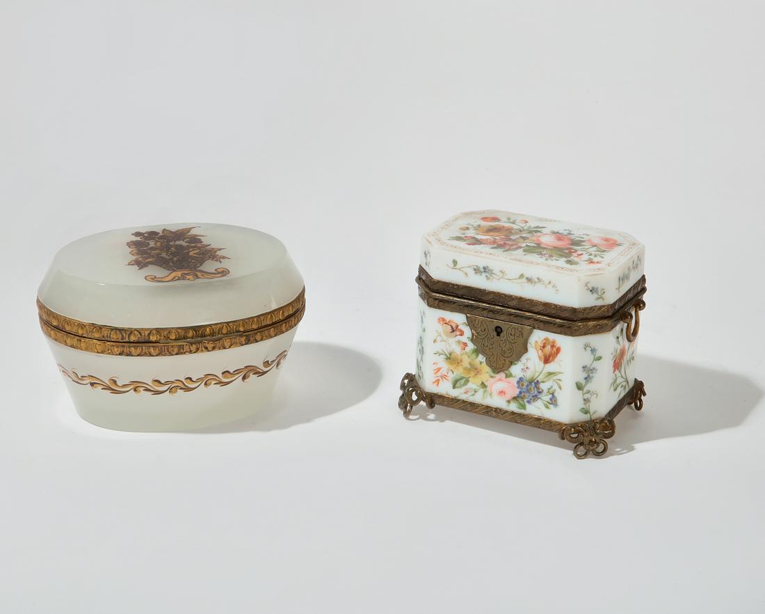 Two French gilt metal mounted glass vanity boxes (1 of 3)